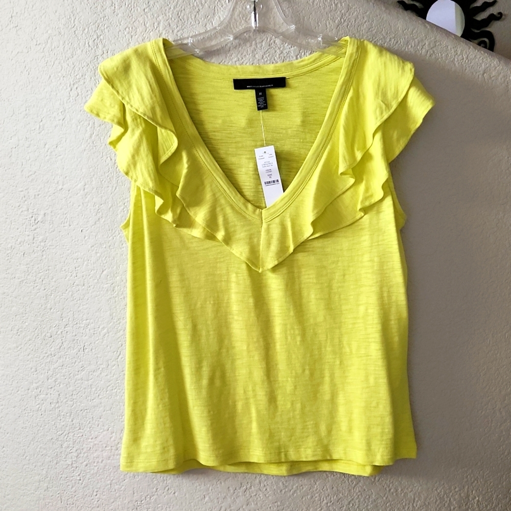 Ruffle neck Tee WHBM NWT